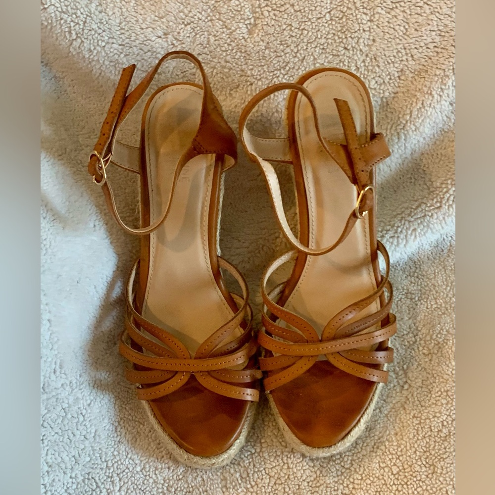 Brown wedge sandals
